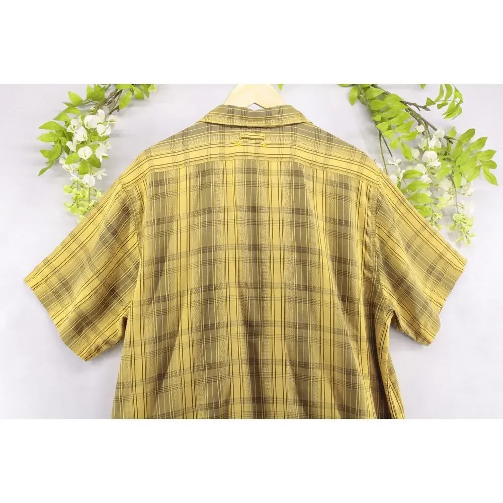 The North Face XXL Men's Plaid Yellow Shirt Button Front Chest Pocket